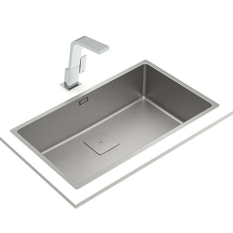 Fregadero 1 cubeta Teka FlexLinea RS15 71.40 – Acero 18/10 Fortinox, Cubeta 20 cm, SilentSmart