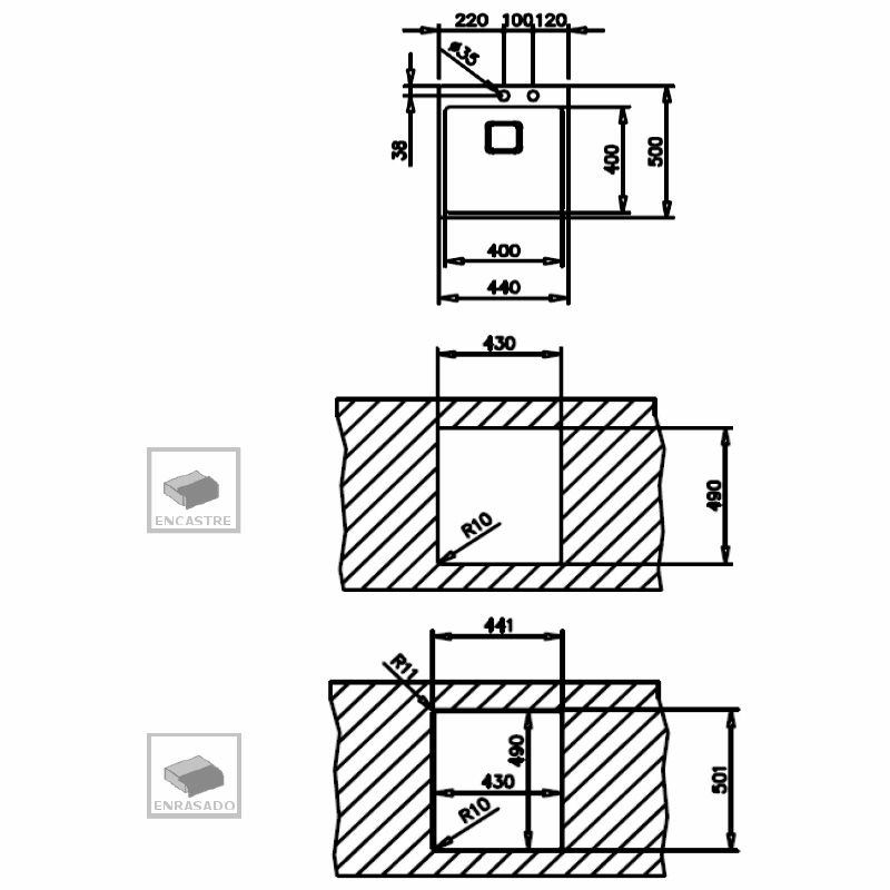 Fregadero Teka ForLinea RS15 40.40 – Acero inoxidable 18/10, Cubeta 20 cm, Enrasado/encastrado