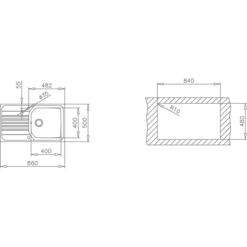 Fregadero Teka PREMIUM 1C 1E – Encastrado 50 cm, Acero inoxidable pulido, Escurridor reversible