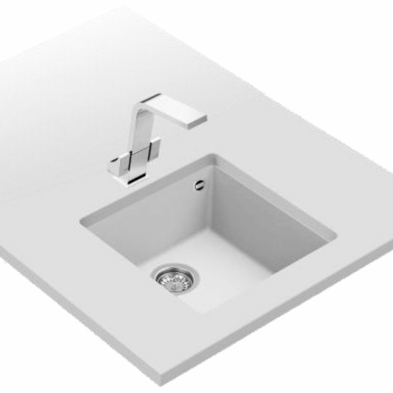 Fregadero bajo encimera Teka Square 40.40 TG – Blanco Ártico, Tegranite+ 80% cuarzo, 20 cm profundidad