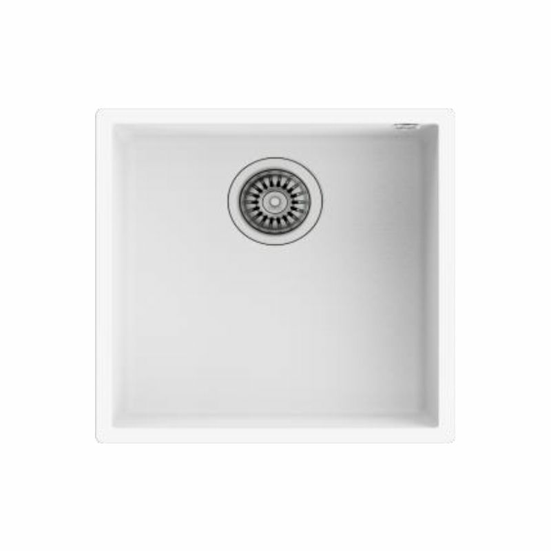 Fregadero bajo encimera Teka Square 40.40 TG – Blanco Ártico, Tegranite+ 80% cuarzo, 20 cm profundidad