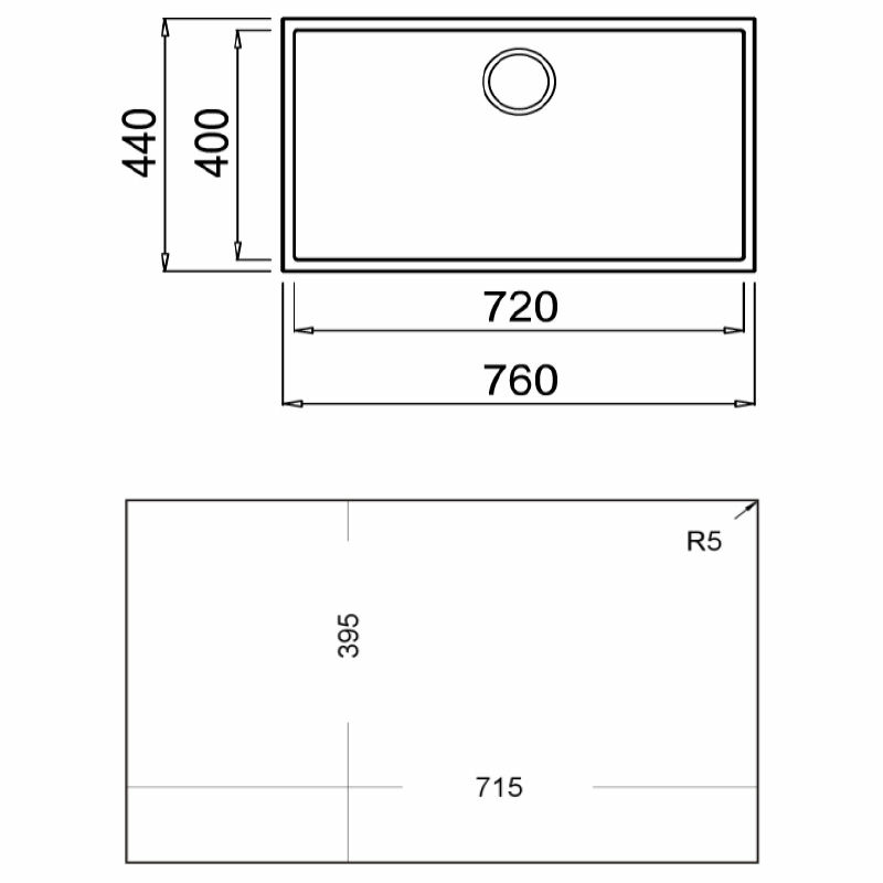 Fregadero bajo encimera Teka SQUARE 72.40 TG – Tegranite+ negro, 1 cubeta 20 cm, texturizado
