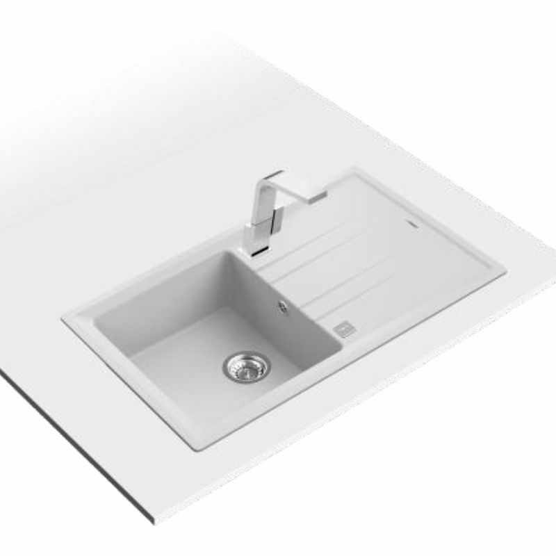 Fregadero Teka STONE 50 B-TG 1C 1E – Enrasado, 1 cubeta con escurridor reversible, Blanco