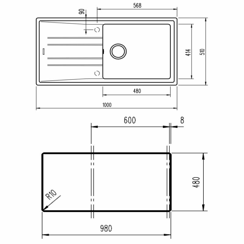 Fregadero Teka STONE 60 L-TG 1C 1E – Encastrado, Blanco, Tegranite+