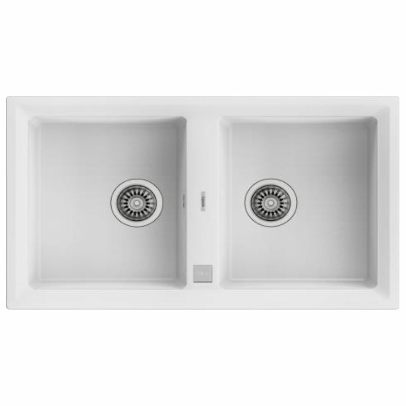 Fregadero encastrable Teka STONE 90 B-TG 2C – 2 cubetas, Tegranite+ blanco, Prof. 20 cm