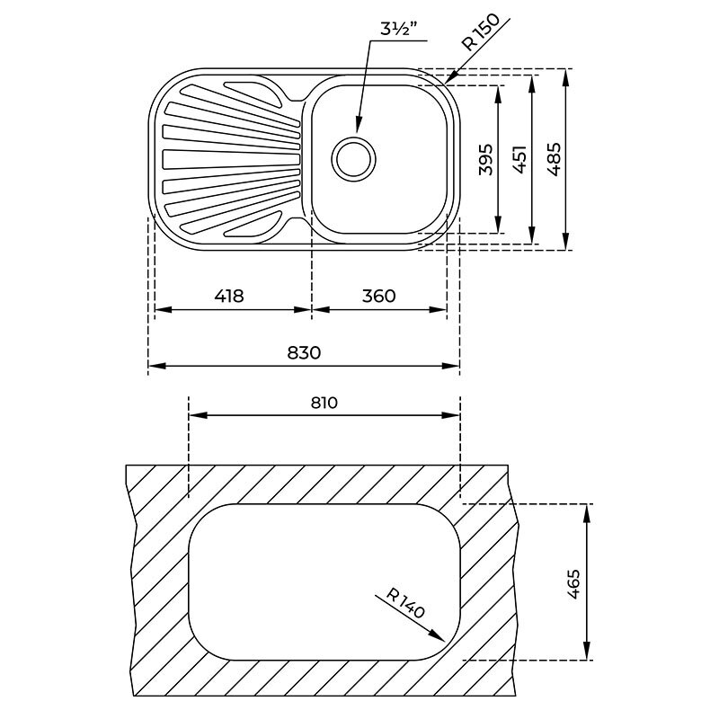 Fregadero encastrado Teka Stylo 1C 1E – Acero inoxidable 18/10, 1 cubeta con escurridor reversible, Para mueble 45 cm