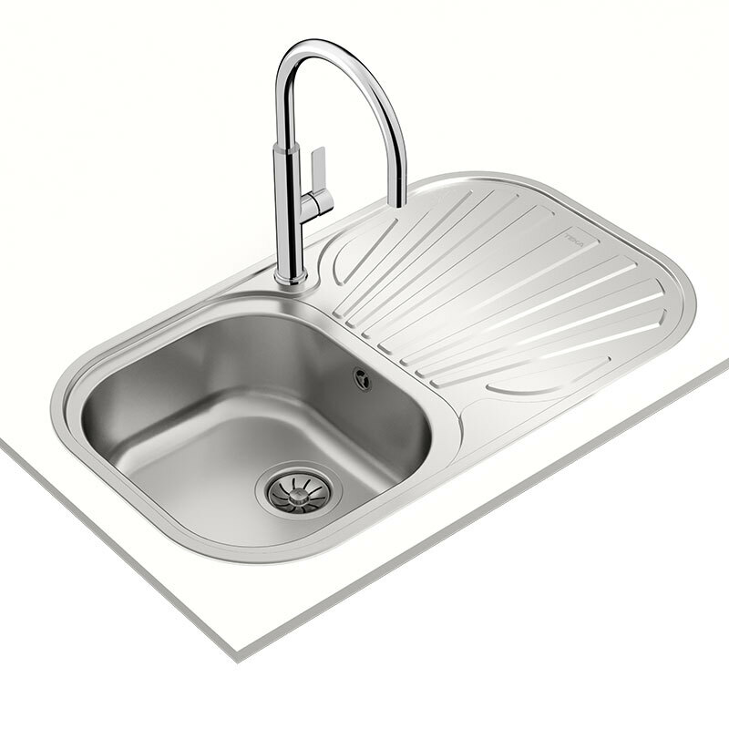 Fregadero encastrado Teka Stylo 1C 1E – Acero inoxidable 18/10, 1 cubeta con escurridor reversible, Para mueble 45 cm