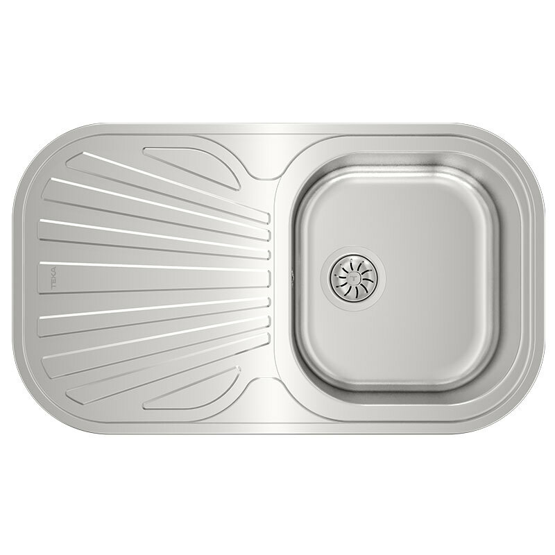 Fregadero encastrado Teka Stylo 1C 1E – Acero inoxidable 18/10, 1 cubeta con escurridor reversible, Para mueble 45 cm