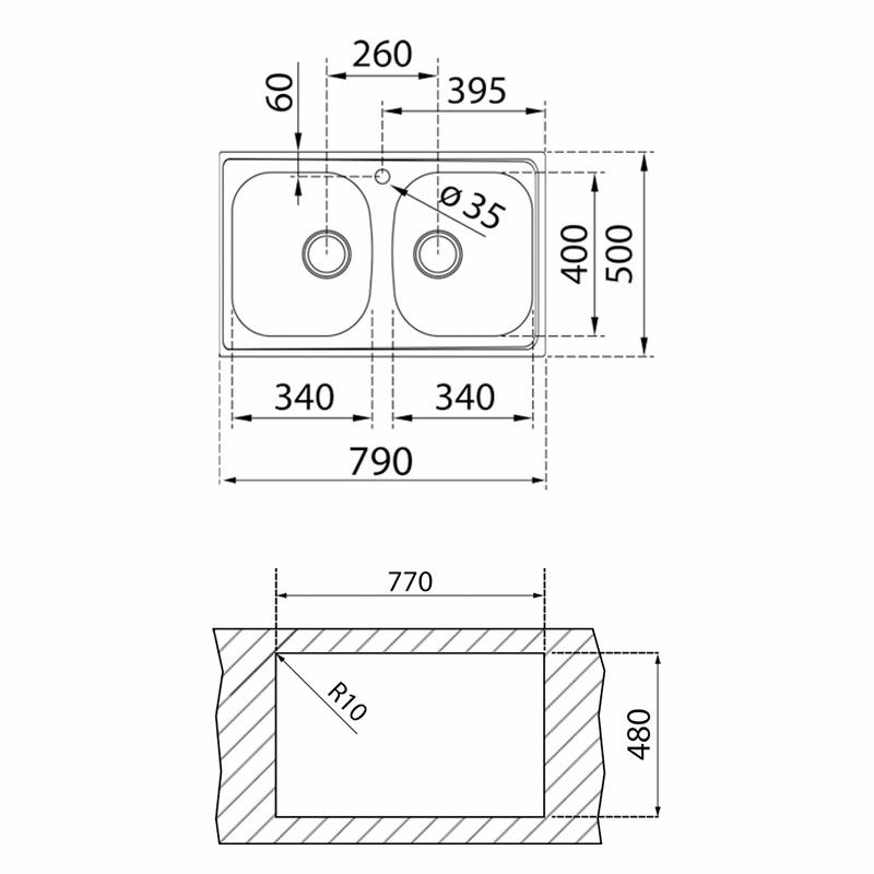 Fregadero de acero inoxidable Teka Starbright 80 E-XP 2C – 2 cubetas, encastrado reversible, inox pulido
