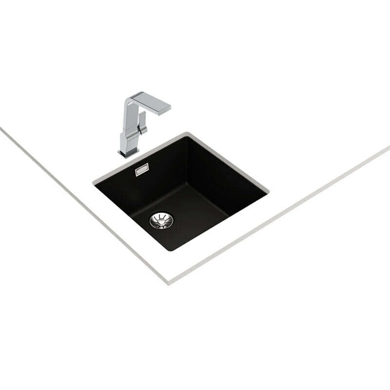 Fregadero granito Teka RADEA R10 40.40 M-TG – Negro mate, Cubeta 20 cm, Instalación 2‑en‑1