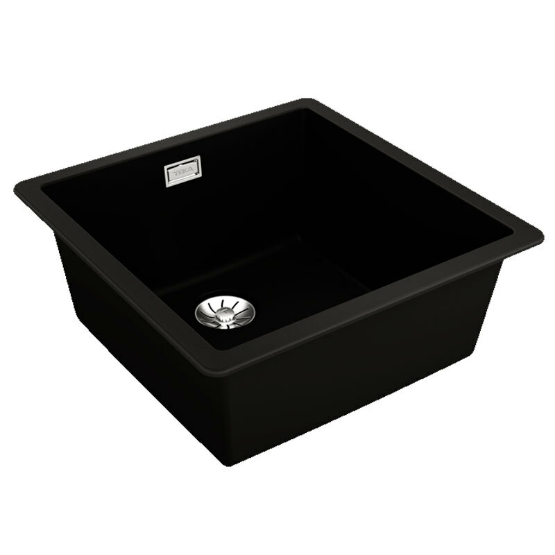 Fregadero granito Teka RADEA R10 40.40 M-TG – Negro mate, Cubeta 20 cm, Instalación 2‑en‑1