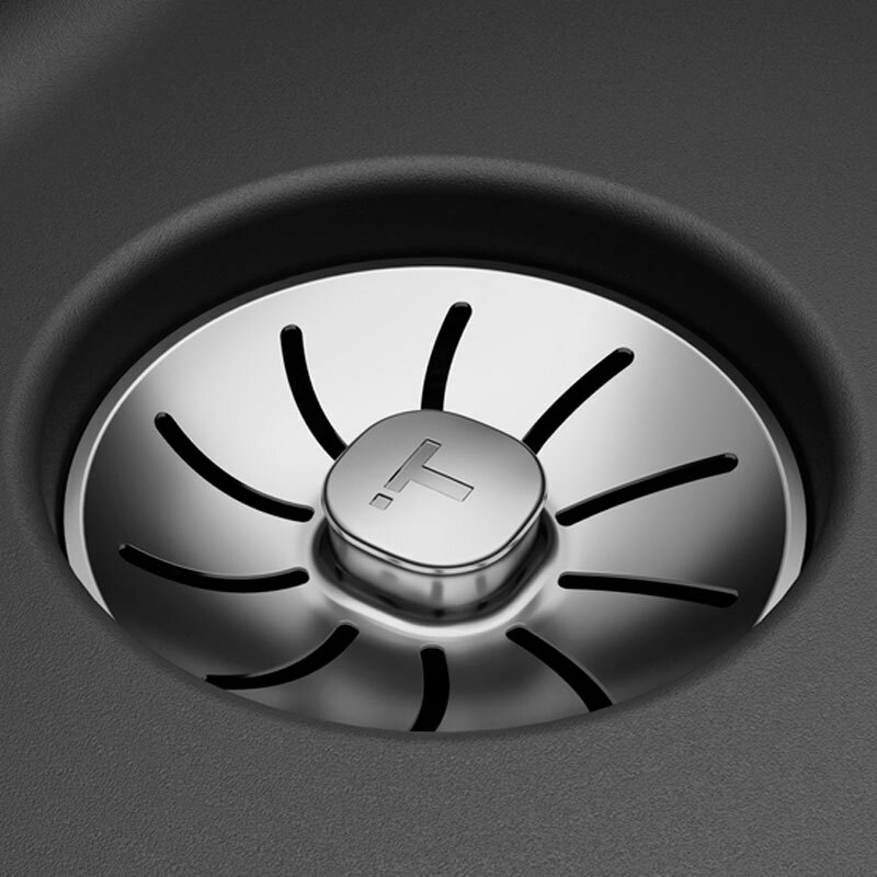 Fregadero granito Teka RADEA R10 40.40 M-TG – Negro mate, Cubeta 20 cm, Instalación 2‑en‑1