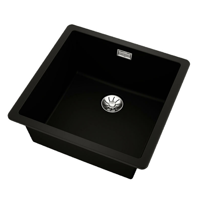 Fregadero granito Teka RADEA R10 40.40 M-TG – Negro mate, Cubeta 20 cm, Instalación 2‑en‑1