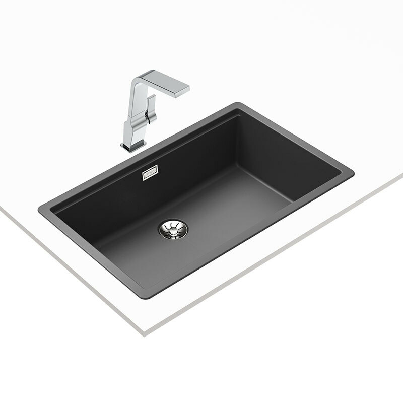 Fregadero Tegranite+ Teka Radea R10 70.40 M-TG – Enrasado/encastrado, Cubeta XXL 20 cm, Negro mate