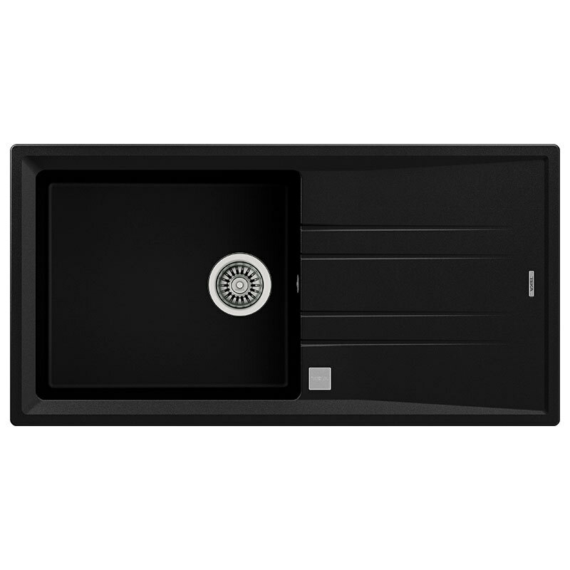 Fregadero encastrado Teka STONE 60L-TG1C1E – Tegranite negro, 1 cubeta 48x41x20 cm, escurridor reversible