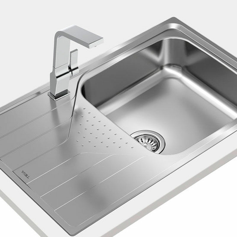 Fregadero encastrado Teka Universe 50 T-XP 1C 1E MAX Izquierda – Acero inoxidable pulido, 1 cubeta con escurridor izquierdo, Mueble 50 cm