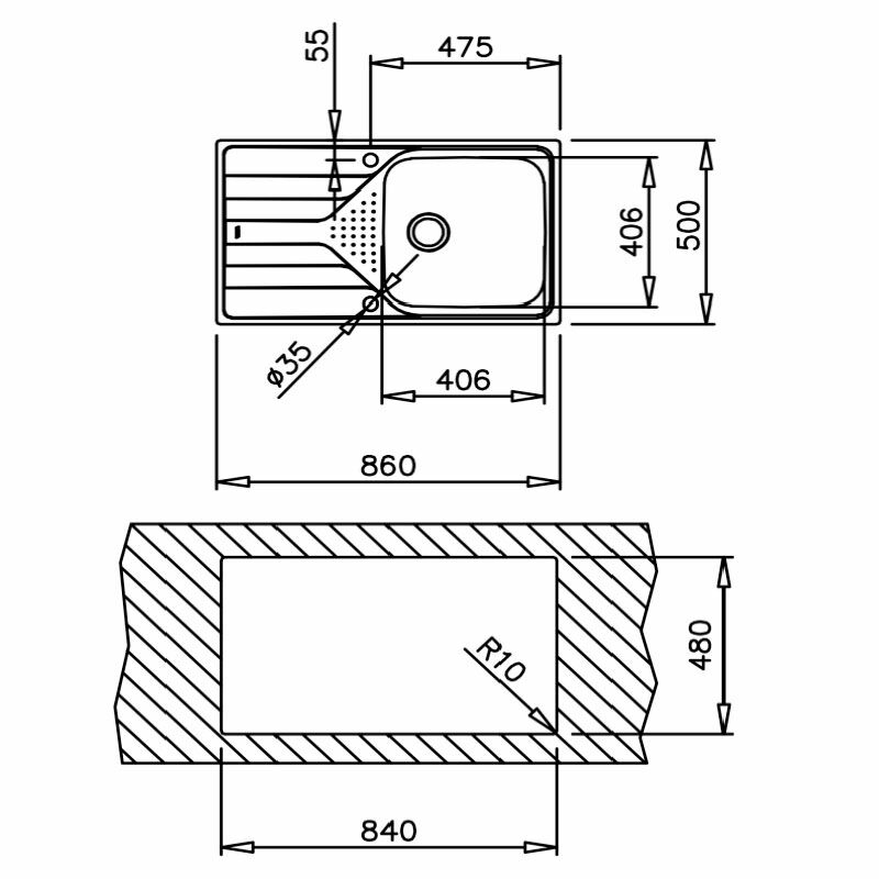 Fregadero encastrado Teka Universe 50 T-XP 1C 1E PLUS – Inox pulido, Cubeta 19,5 cm, Escurridor reversible