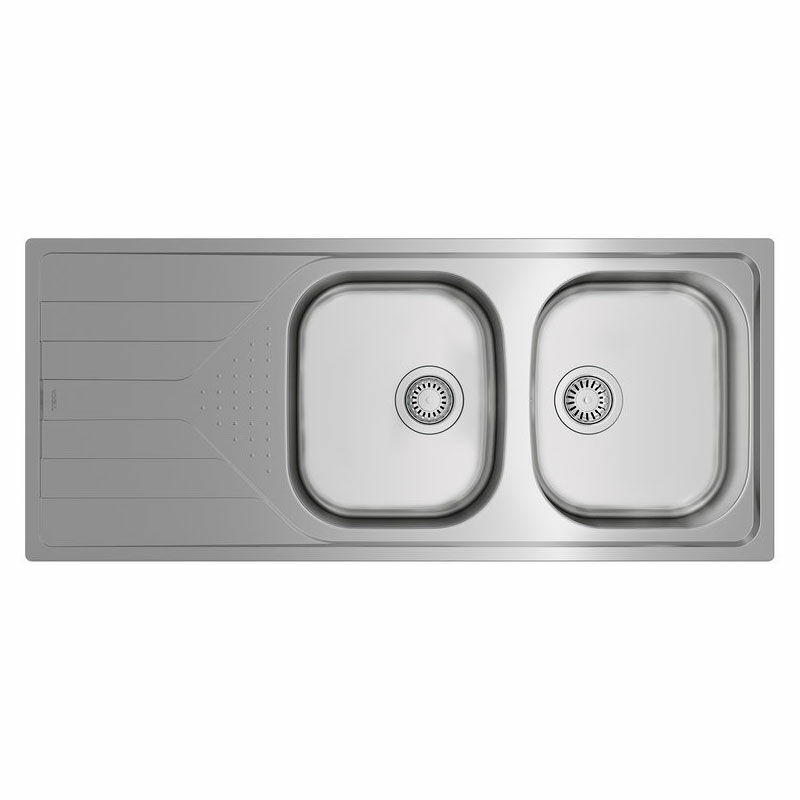 Fregadero encastrado Teka Universe 80 T-XP 2C 1E – 2 cubetas, escurridor reversible, acero inoxidable pulido