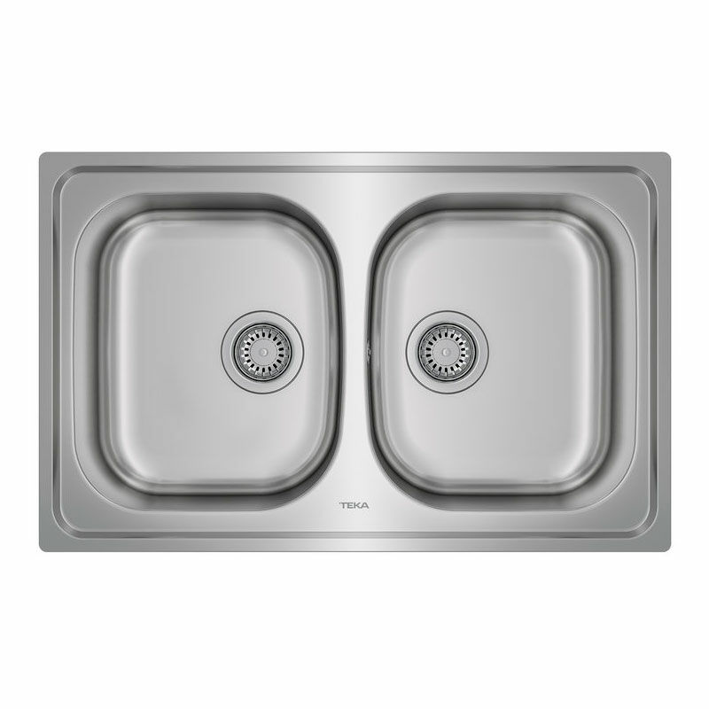 Fregadero encastrado Teka Universe 80 T‑XP 2C – Acero inoxidable pulido, 2 cubetas 17 cm, Para mueble 80 cm