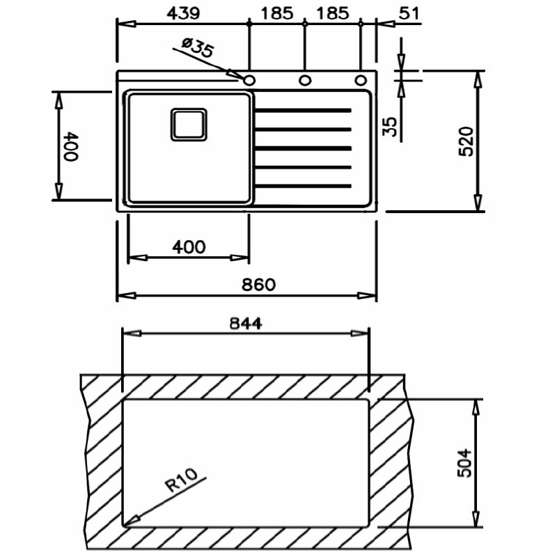 Fregadero enrasado Teka Zenit RS15 1C 1E 86 – Acero inox 18/10, Cubeta 20 cm, Escurridor derecha