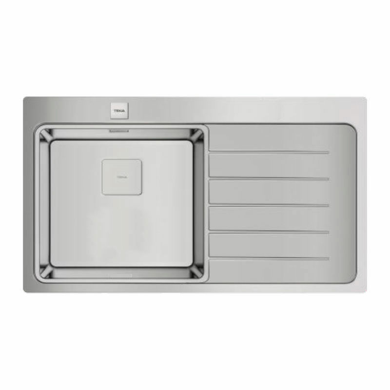 Fregadero enrasado Teka Zenit RS15 1C 1E 86 – Acero inox 18/10, Cubeta 20 cm, Escurridor derecha