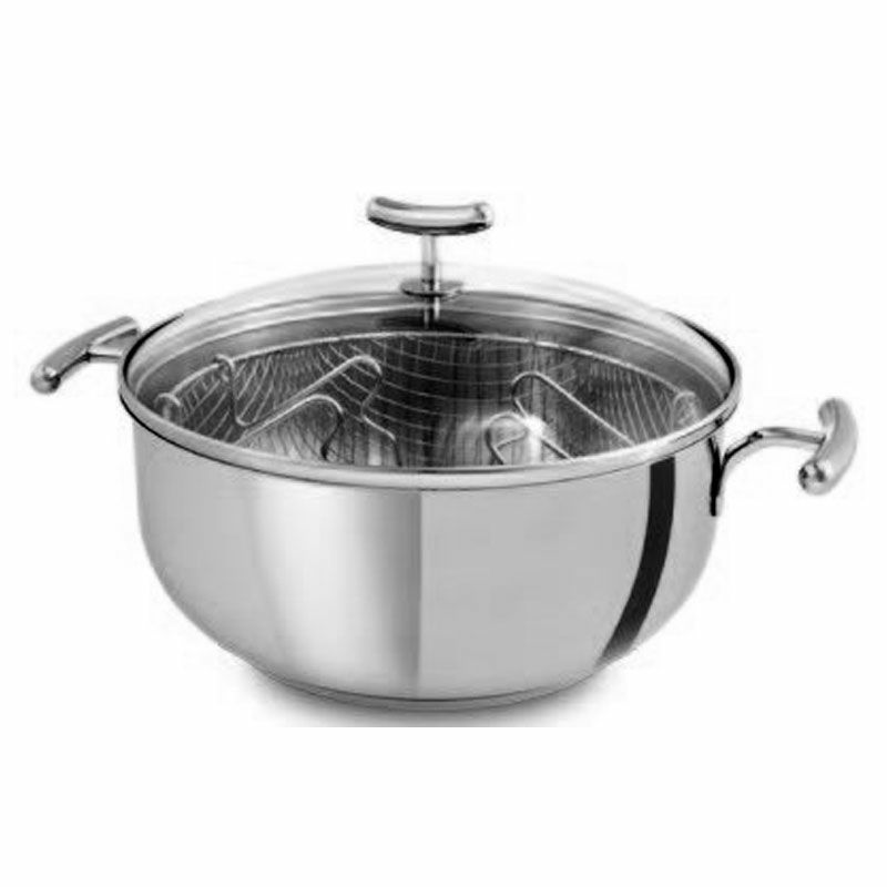 Freidora cacerola acero inoxidable Teka 49004846 – 4,2 L, Base 3 capas, Compatible con inducción