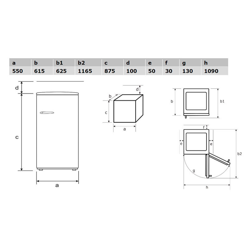 Frigorífico 1 puerta Exquisit RKS120-V-H-160E – 122 L, Rojo retro, Clase E