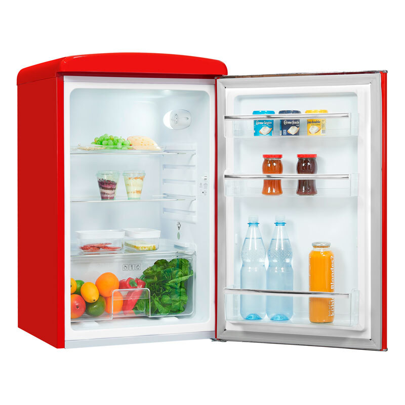Frigorífico 1 puerta Exquisit RKS120-V-H-160E – 122 L, Rojo retro, Clase E