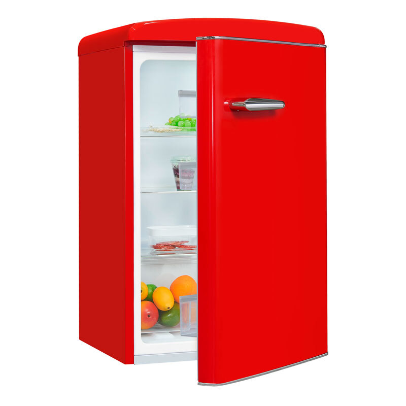 Frigorífico 1 puerta Exquisit RKS120-V-H-160E – 122 L, Rojo retro, Clase E
