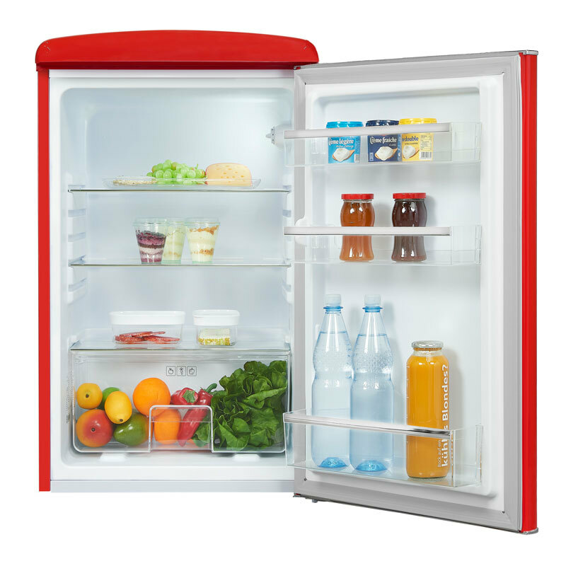Frigorífico Exquisit RKS120-V-H-160F – 122 L, Retro rojo, 112 kWh/año