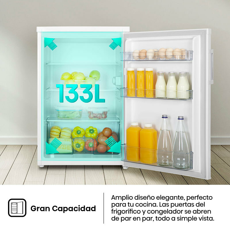 Frigorífico 1 puerta Hisense RL170D4BWE – 133 L, Libre instalación, Puerta reversible