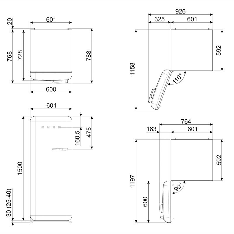 Frigorífico 1 puerta Smeg FAB28LRD6 – 270 L, No Frost, Rojo 50's