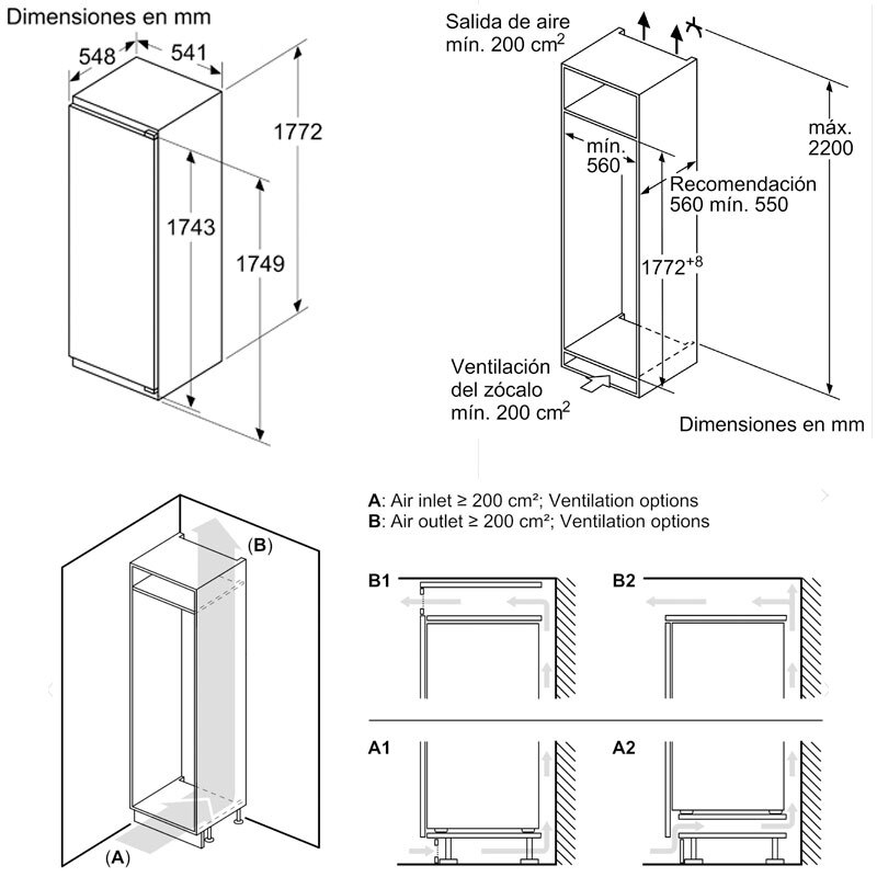 Frigorífico integrable Bosch KIL82VFE0 – 280 L, No Frost, 35 dB