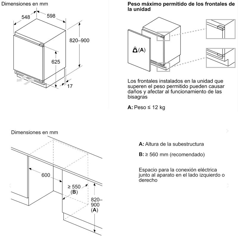 Frigorífico integrable Bosch KUL22VFD0 – 110 L, Clase D 119 kWh/año, 35 dB