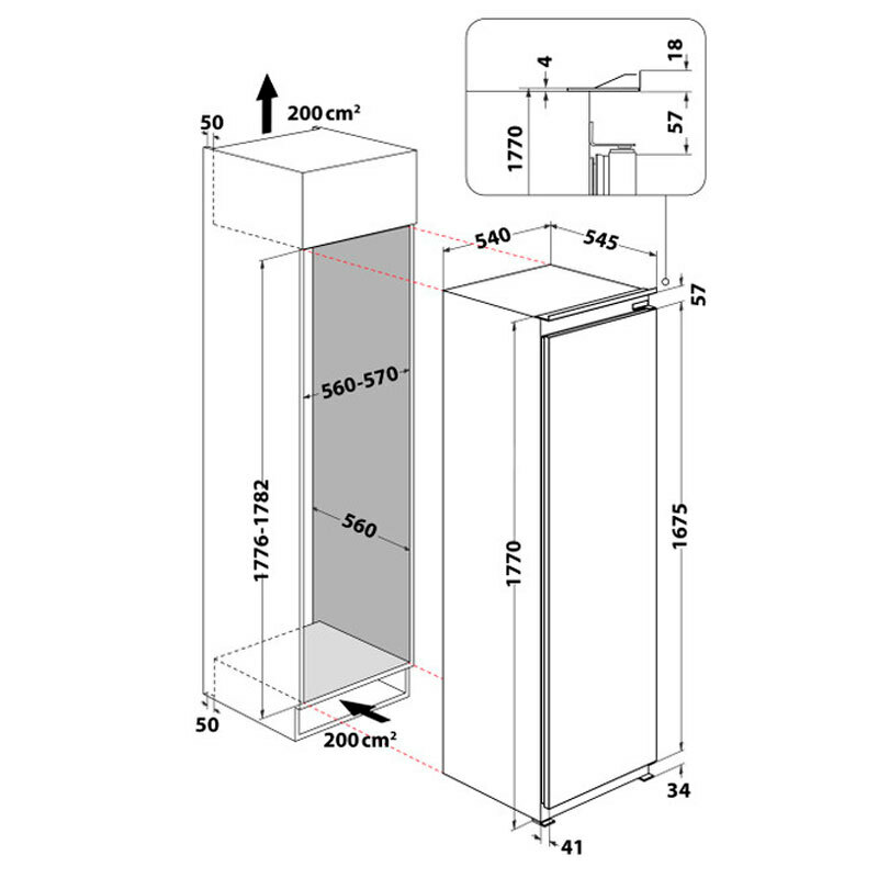 Frigorífico integrable Whirlpool WHSD18A013C1 – 306 L, 6th Sense, 30 dB