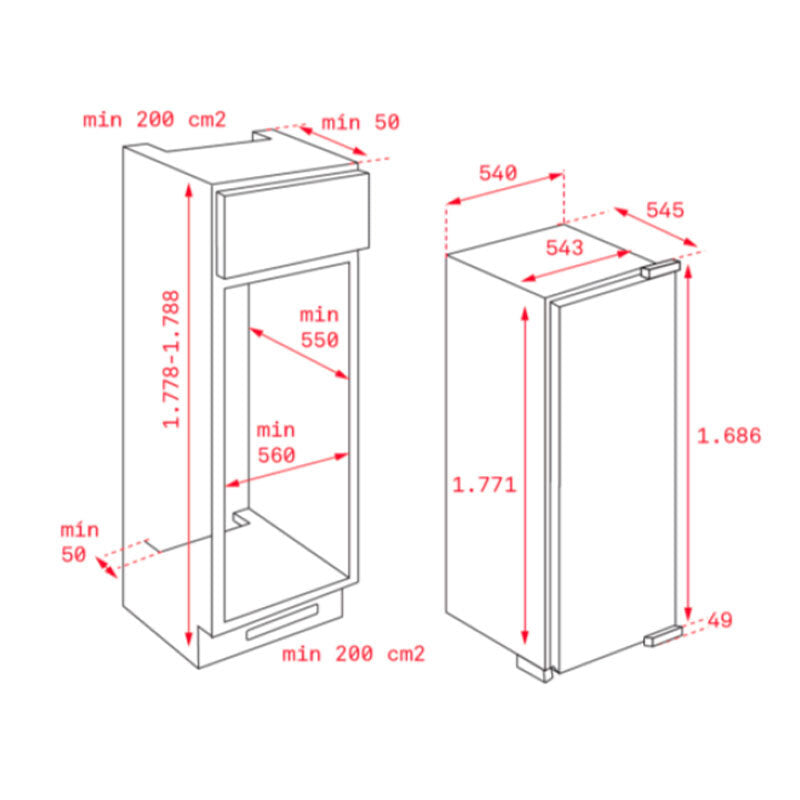 Frigorífico integrable Teka RSL73350FI – 309 L, 36 dB, Bajo consumo