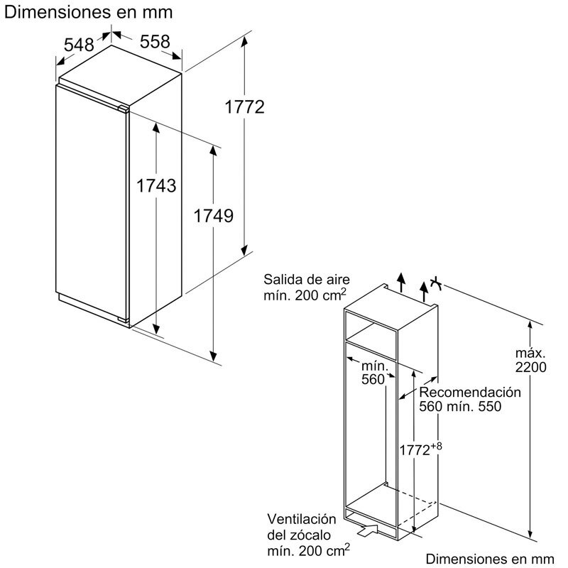 Frigorífico integrable Bosch KIR81ADD0 – 310 L, VitaFresh XXL, 34 dB