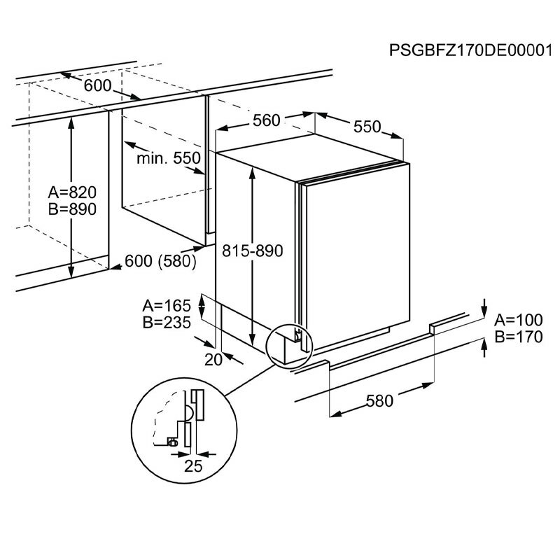 Frigorífico integrable bajo encimera Electrolux ESB2AE82S – 107 L, Clase E, 39 dB