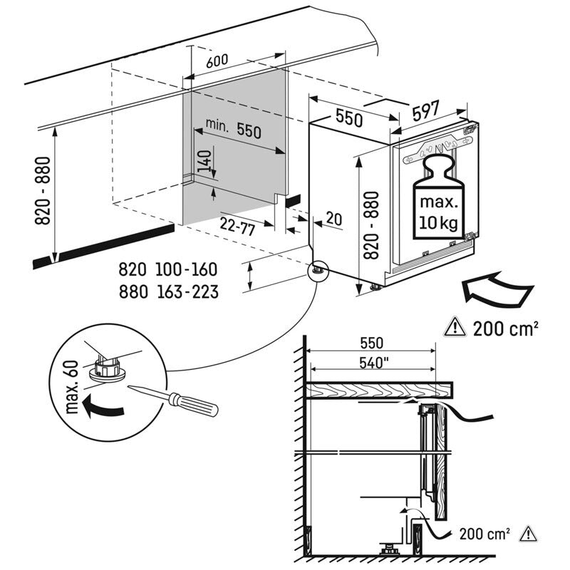 Frigorífico integrable Liebherr UIK 1510 001 26 – 136 L, Clase E, 35 dB