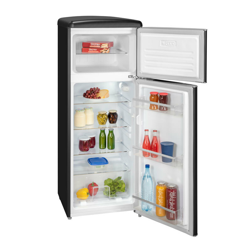 Frigorífico retro dos puertas Exquisit RKGC270-45-H-160E – 206 L, No Frost, Negro mate