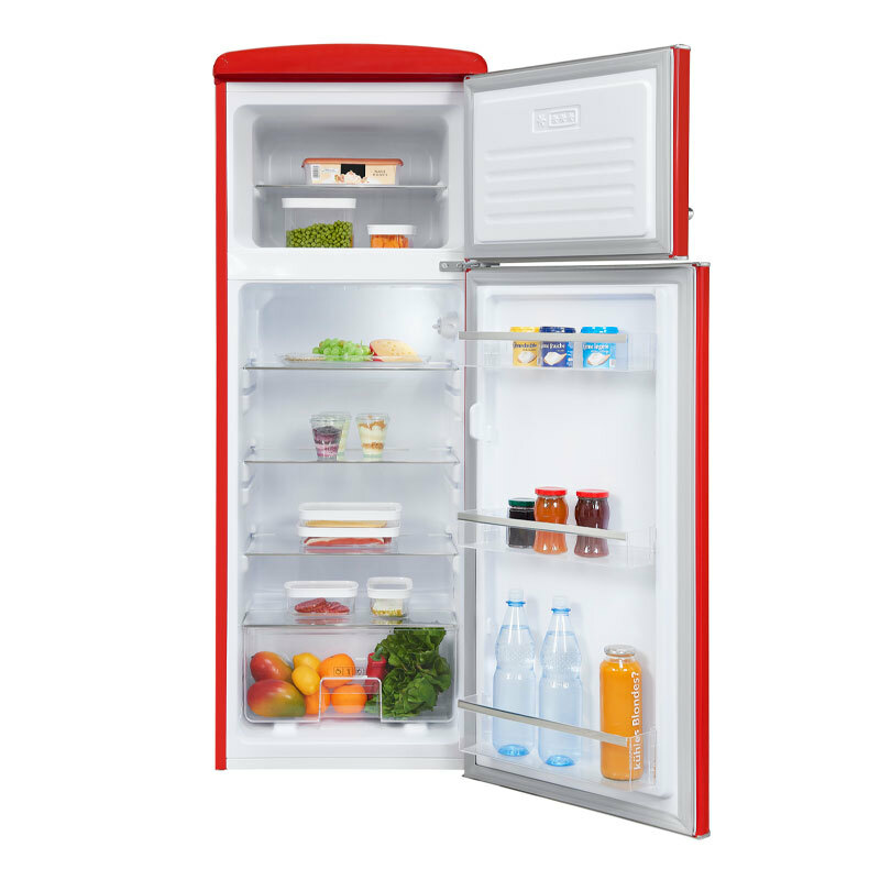 Frigorífico 2 puertas Exquisit RKGC270-45-H-160E – 206 L, Retro rojo, Libre instalación