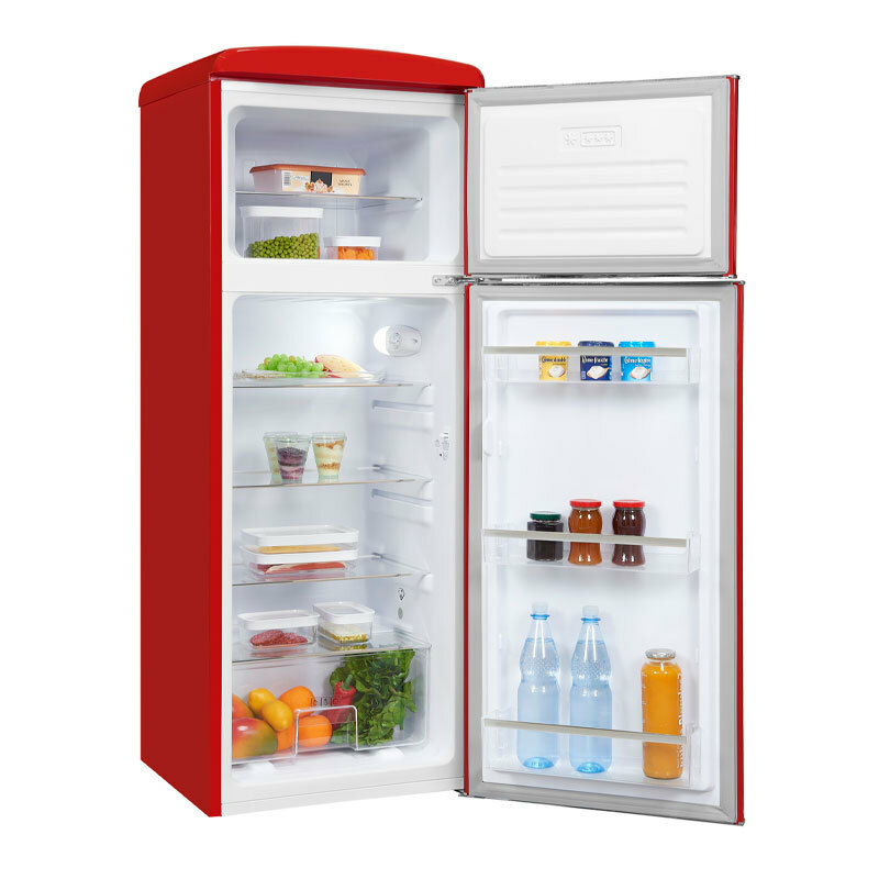 Frigorífico 2 puertas Exquisit RKGC270-45-H-160E – 206 L, Retro rojo, Libre instalación