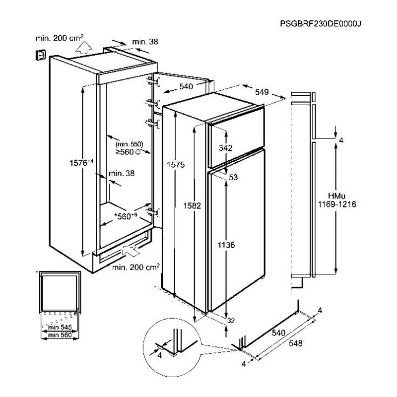 Frigorífico integrable AEG OSD5S161ES – 249 L, LowFrost, Silencioso 33 dB