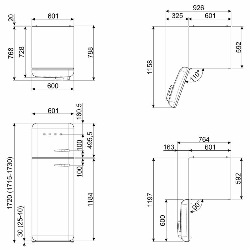 Frigorífico dos puertas Smeg FAB30LPK5 – 294 L, No Frost, Rosa retro