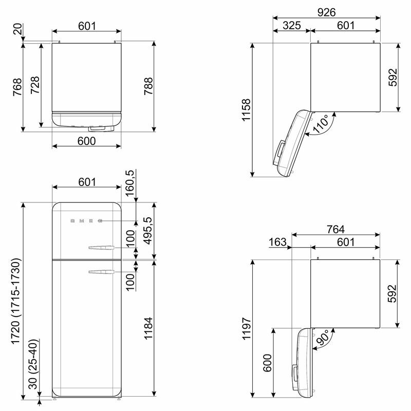 Frigorífico Smeg FAB30LSV5 – 294 L, No Frost, Estética 50's