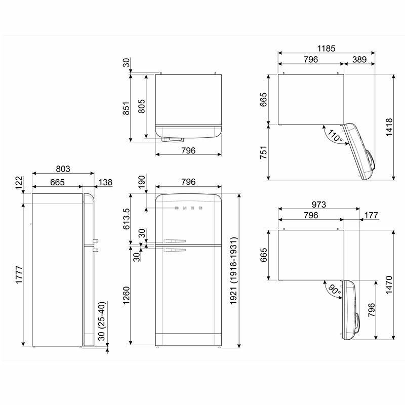 Frigorífico retro Smeg FAB50LCR5 – 524 L, Total No Frost, Crema