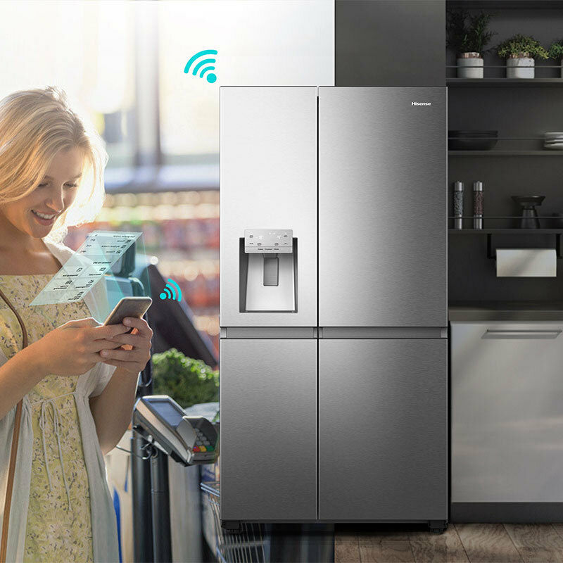 Frigorífico americano Hisense RS818N4TIC – 632 L, Total No Frost, Dispensador agua y hielo