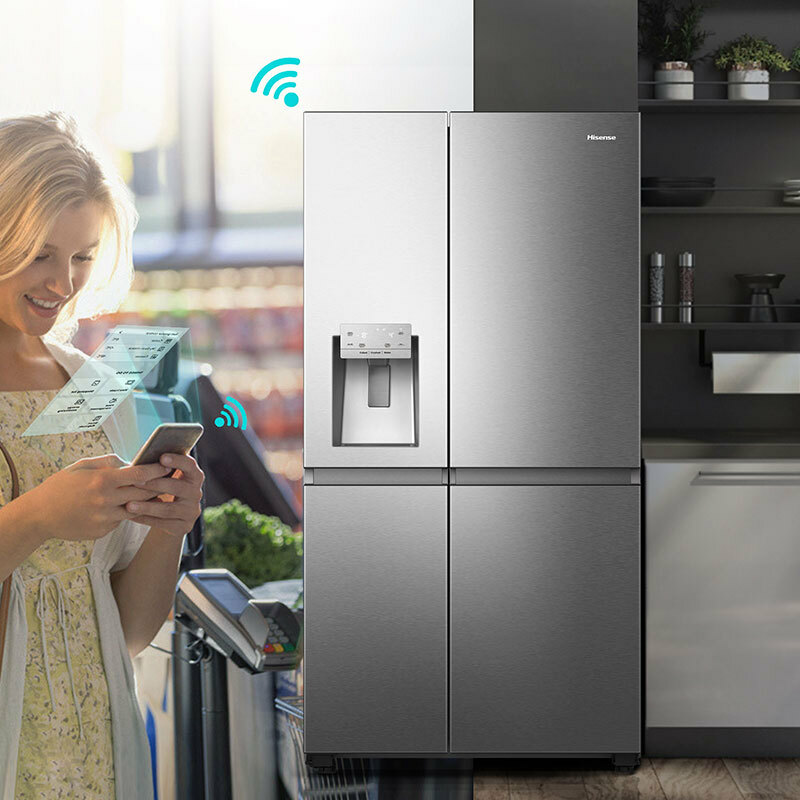 Frigorífico americano Hisense RS818N4TIE1 – 632 L, Total No Frost, Dispensador agua/hielo