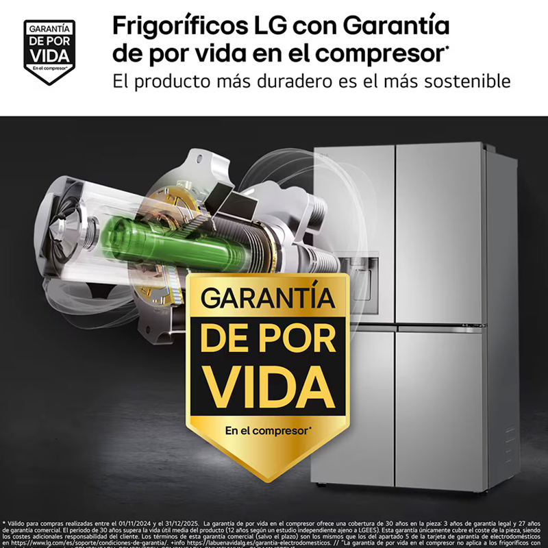 Frigorífico americano LG GMF961PY3E – 645 L, Inox antihuellas, dispensador de agua y hielo