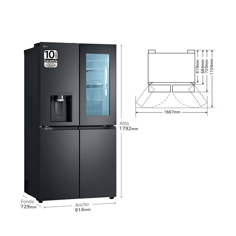 Frigorífico americano LG GMG961EVKE – 637L, InstaView, acero negro antihuellas